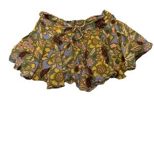 Free People Ellie Mini Skort Skirt Women’s Green Floral Size S Small